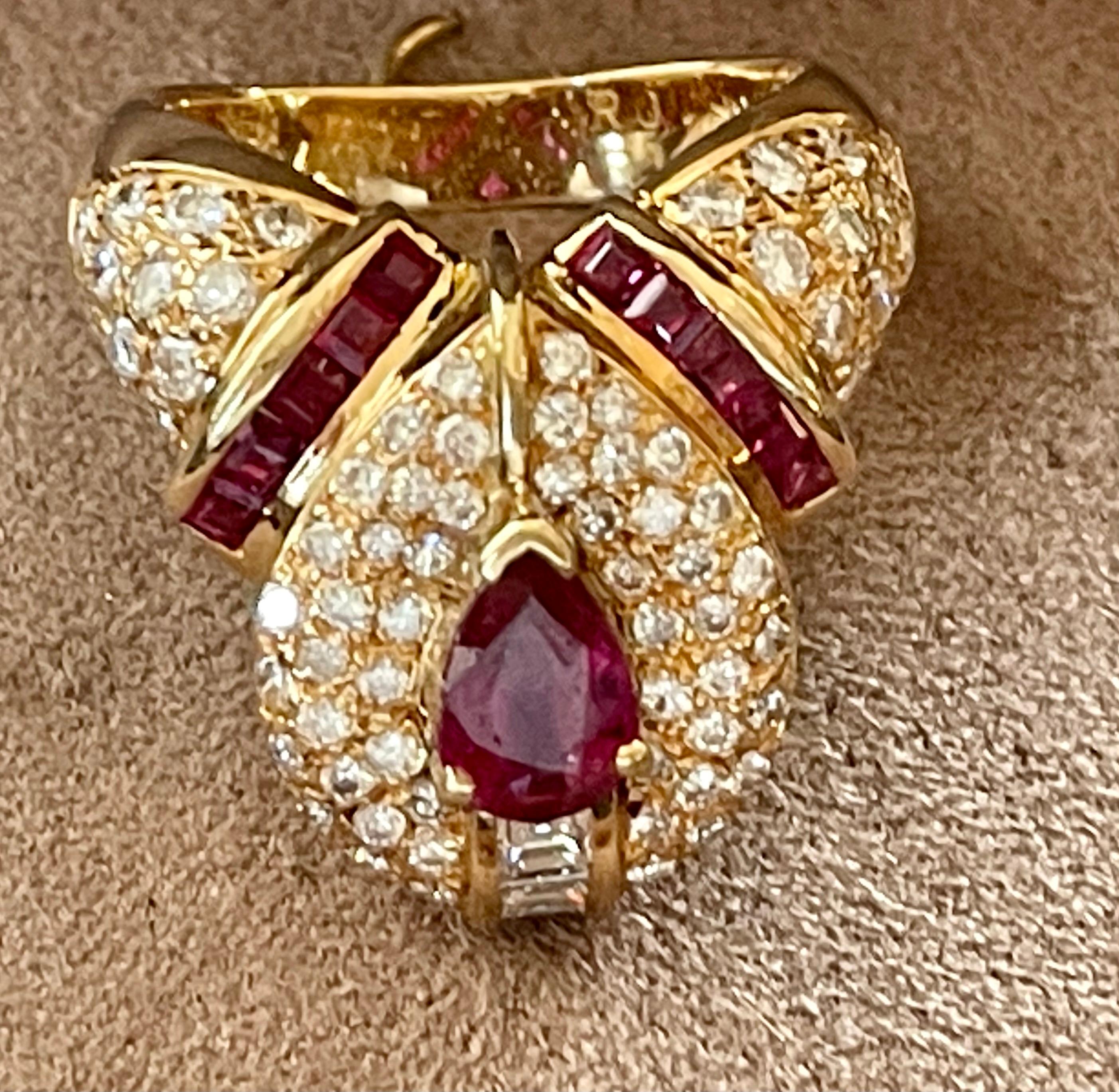 Vintage 18 K Yellow Gold Ruby Diamond Ring For Sale 2