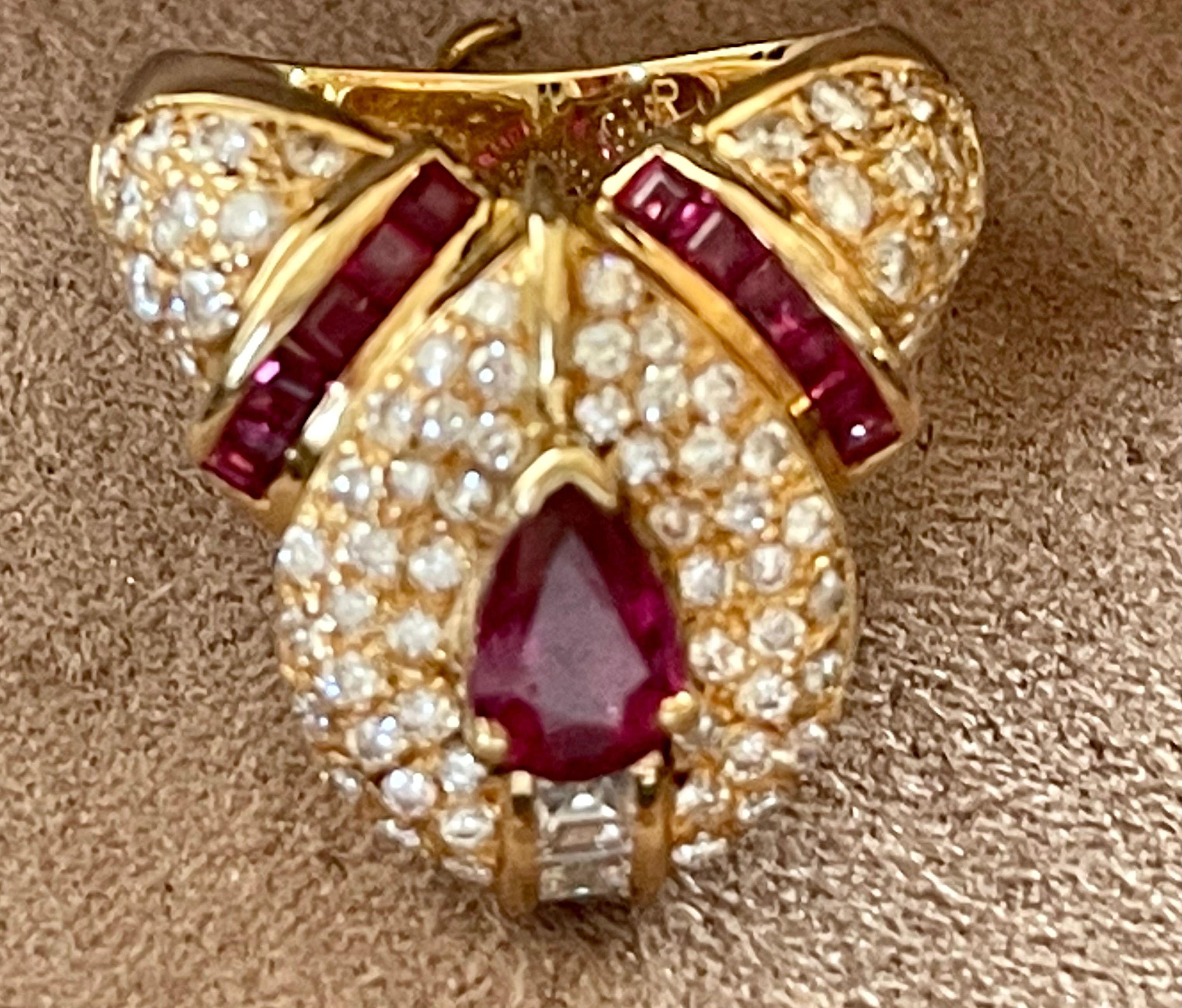 Vintage 18 K Yellow Gold Ruby Diamond Ring For Sale 3
