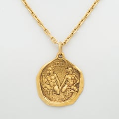 Vintage 18 Karat Cartier Gemini Large Zodiac Astrological Pendant Charm