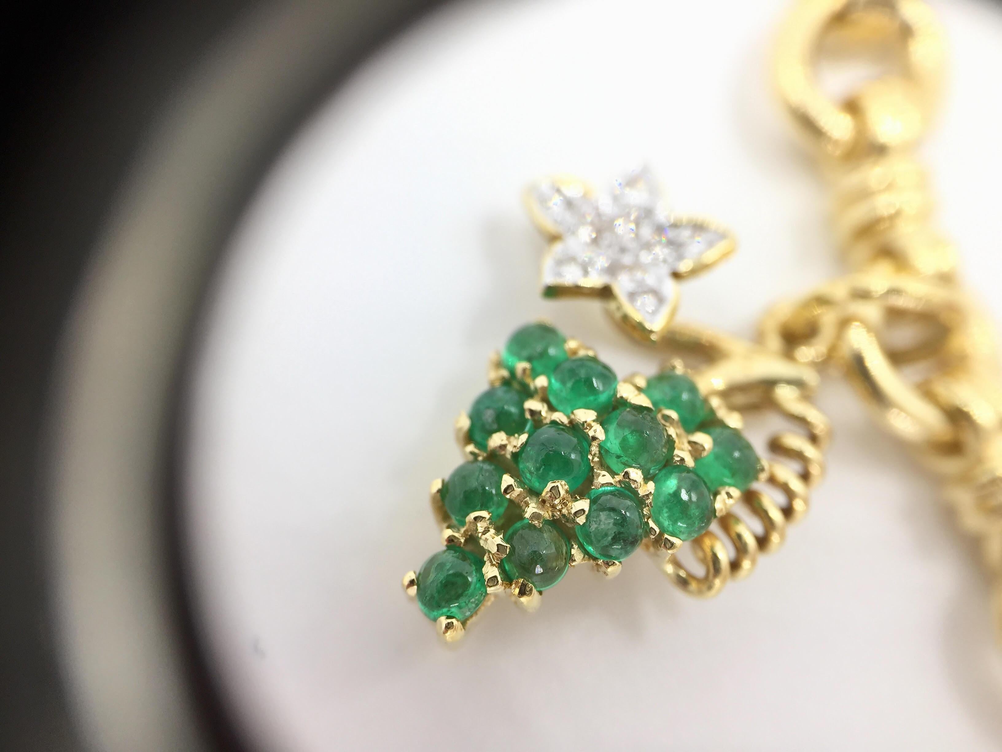 Women's Vintage 18 Karat Diamond and Precious Gemstone Grape Charm Bracelet