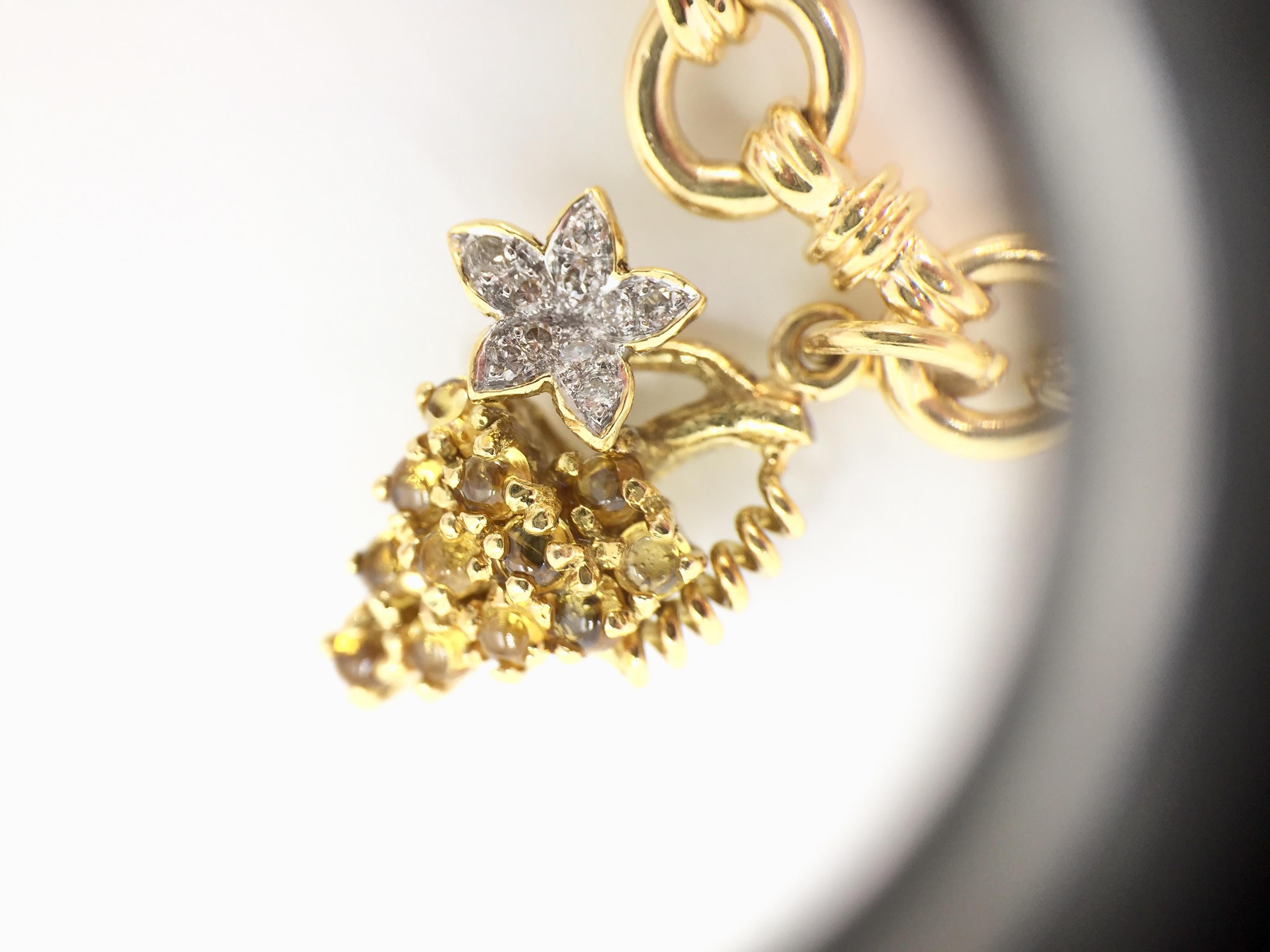 Vintage 18 Karat Diamond and Precious Gemstone Grape Charm Bracelet 3