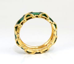 Vintage 18 Karat Eternity X Green Enamel Ring*