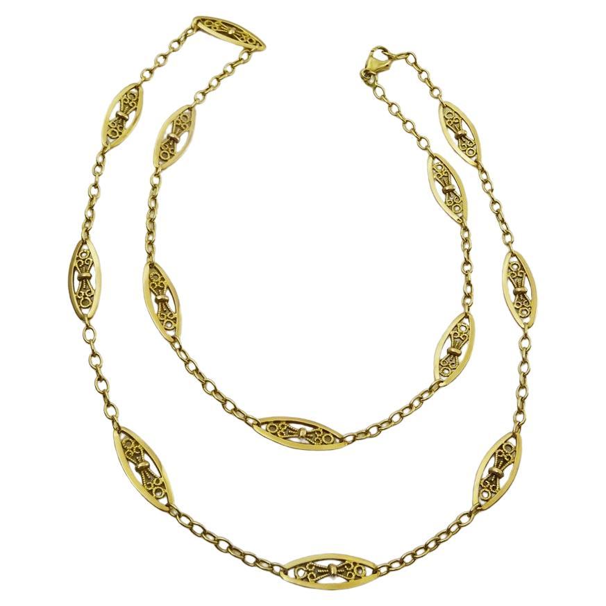 Vintage 18 karat French Gold Link Necklace For Sale