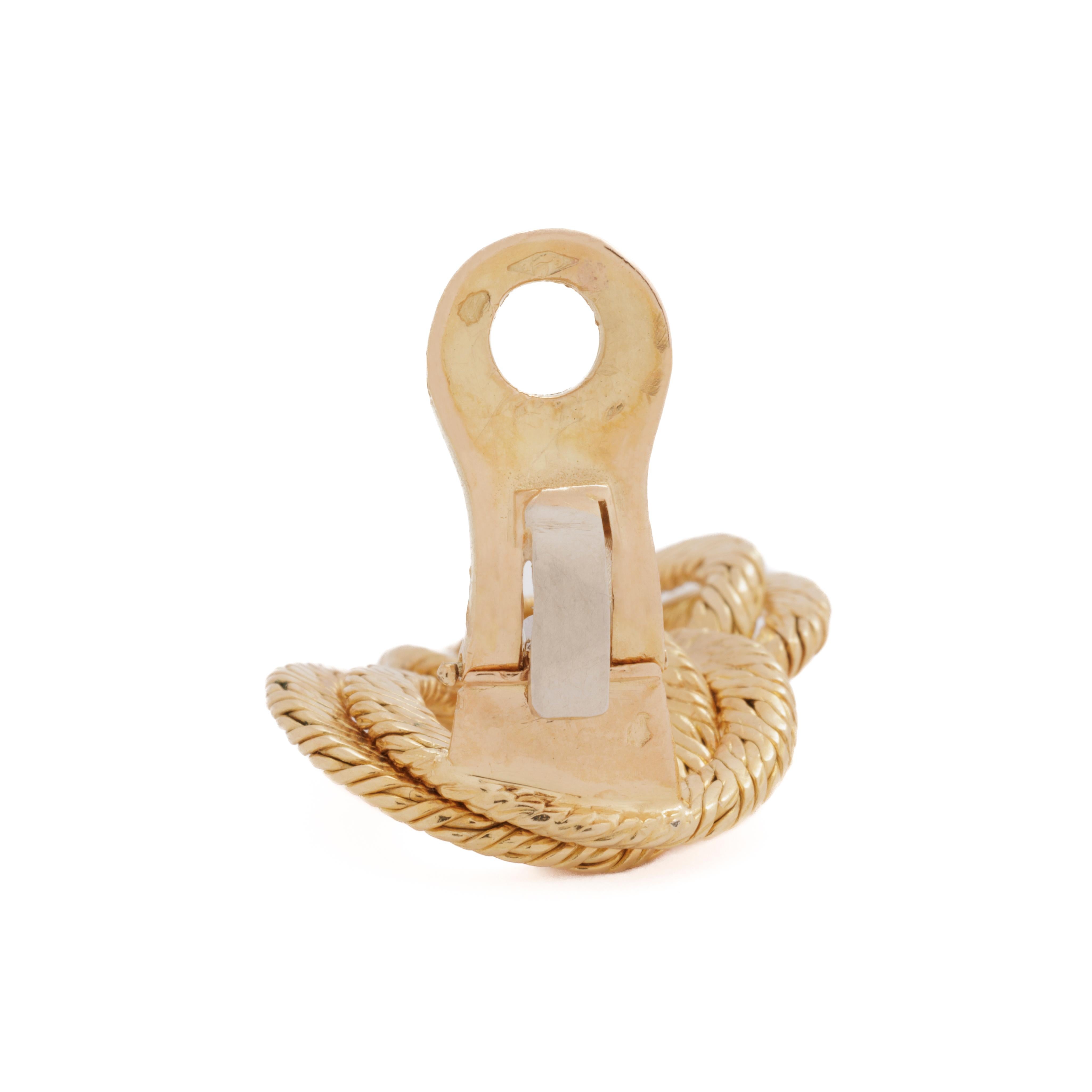 Women's or Men's Vintage 18 Karat Georges Lenfant Woven Gold Earrings For Sale