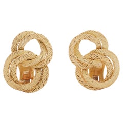 Vintage 18 Karat Georges Lenfant Woven Gold Earrings