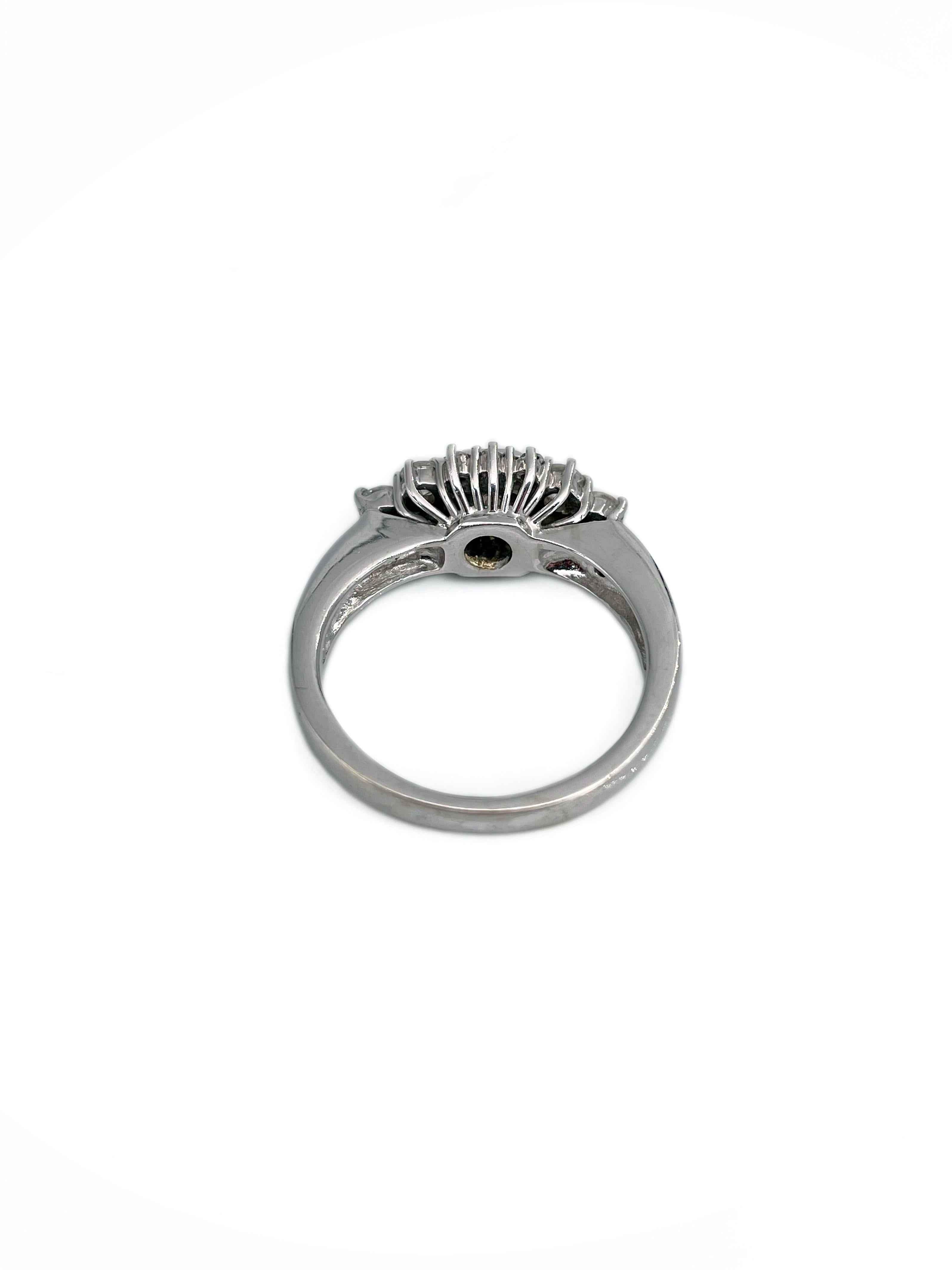 18 Karat Gold 0,20 Karat VS Smaragd 0,69 Karat Diamant-Cluster-Ring, Vintage im Zustand „Gut“ im Angebot in Vilnius, Vilniaus apskr.