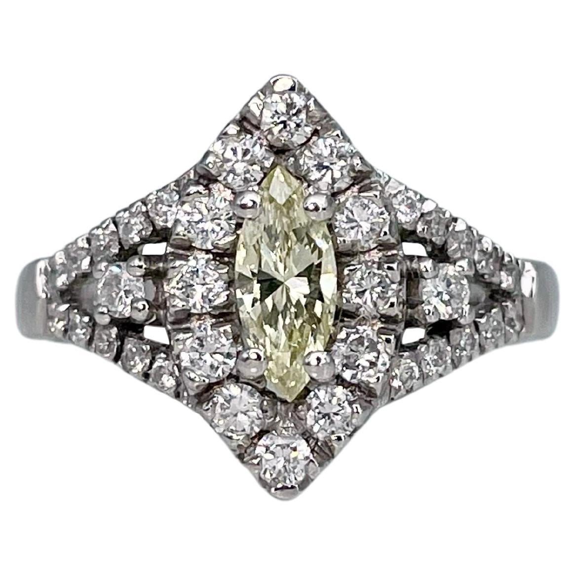 18 Karat Gold 0,33 Karat Hellgelber Marquise VS Diamant Navette-Ring