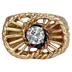 Vintage 18 Karat Gold 0.46 Carat Diamond Openwork Cocktail Ring