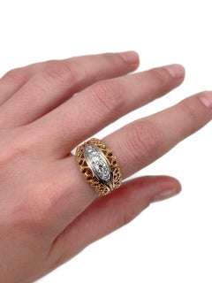 Bague cocktail ajourée vintage en or 18 carats avec diamants 0,55 carat