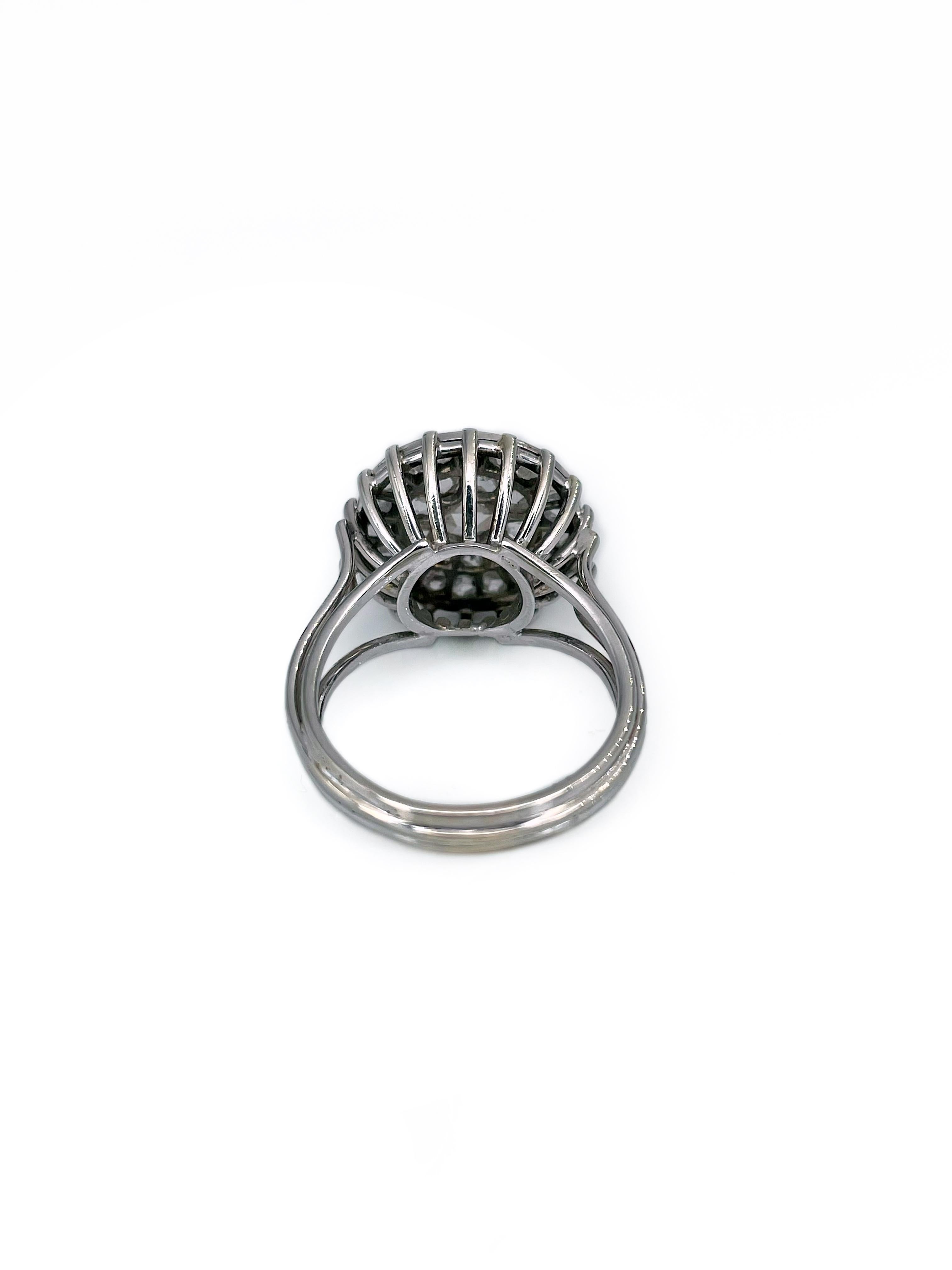Vintage 18 Karat Gold 0.55 Carat Rose Cut Diamond Cocktail Ring For Sale 1
