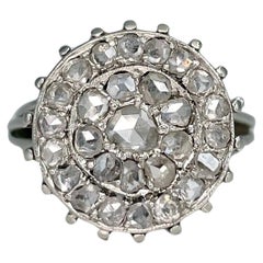 Anillo de cóctel vintage de oro de 18 quilates y diamantes talla rosa de 0,55 quilates