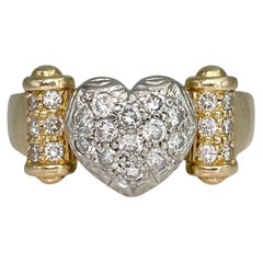 Vintage 18 Karat Gold 0.65 Carat Diamond Heart Shape Engagement Ring