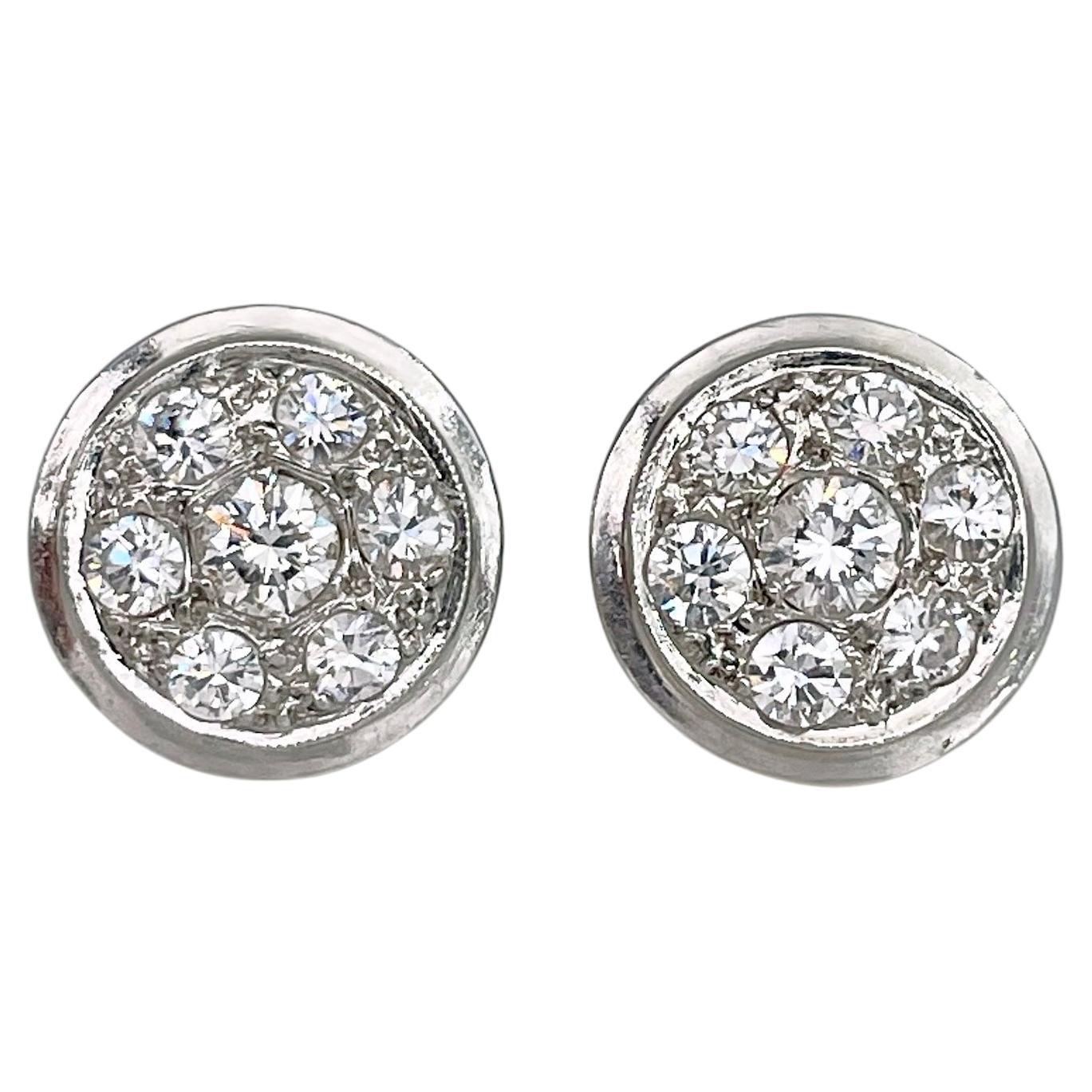 Boucles d'oreilles vintage en or 18 carats 0.85 carat diamant rond