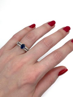 18 Karat Gold 0,90 Karat Blauer Saphir 0,16 Karat Diamant-Ring