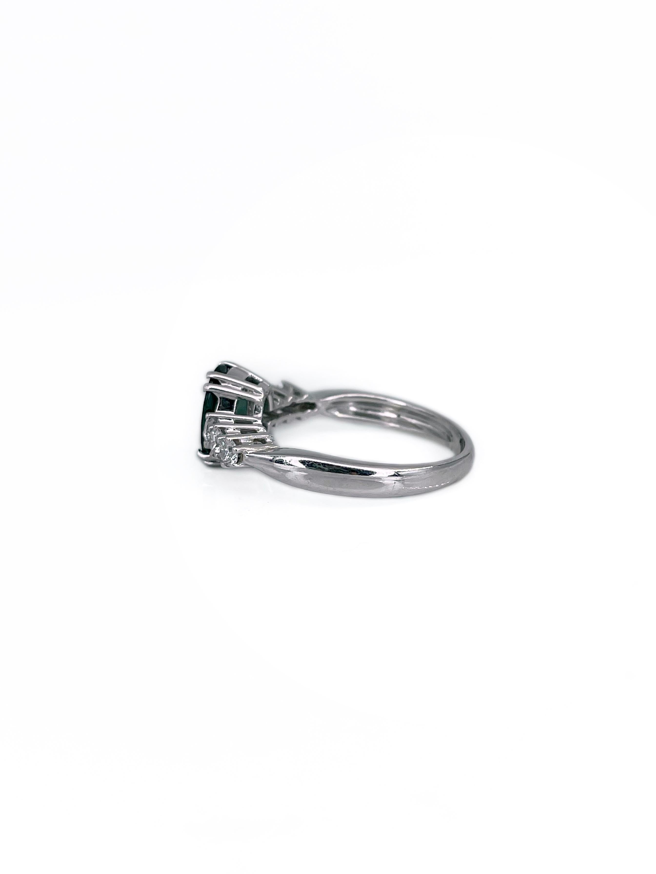Vintage 18 Karat Gold 1,10 Karat VS Saphir 0,36 Karat VVS-VS Diamantring (Gemischter Schliff) im Angebot