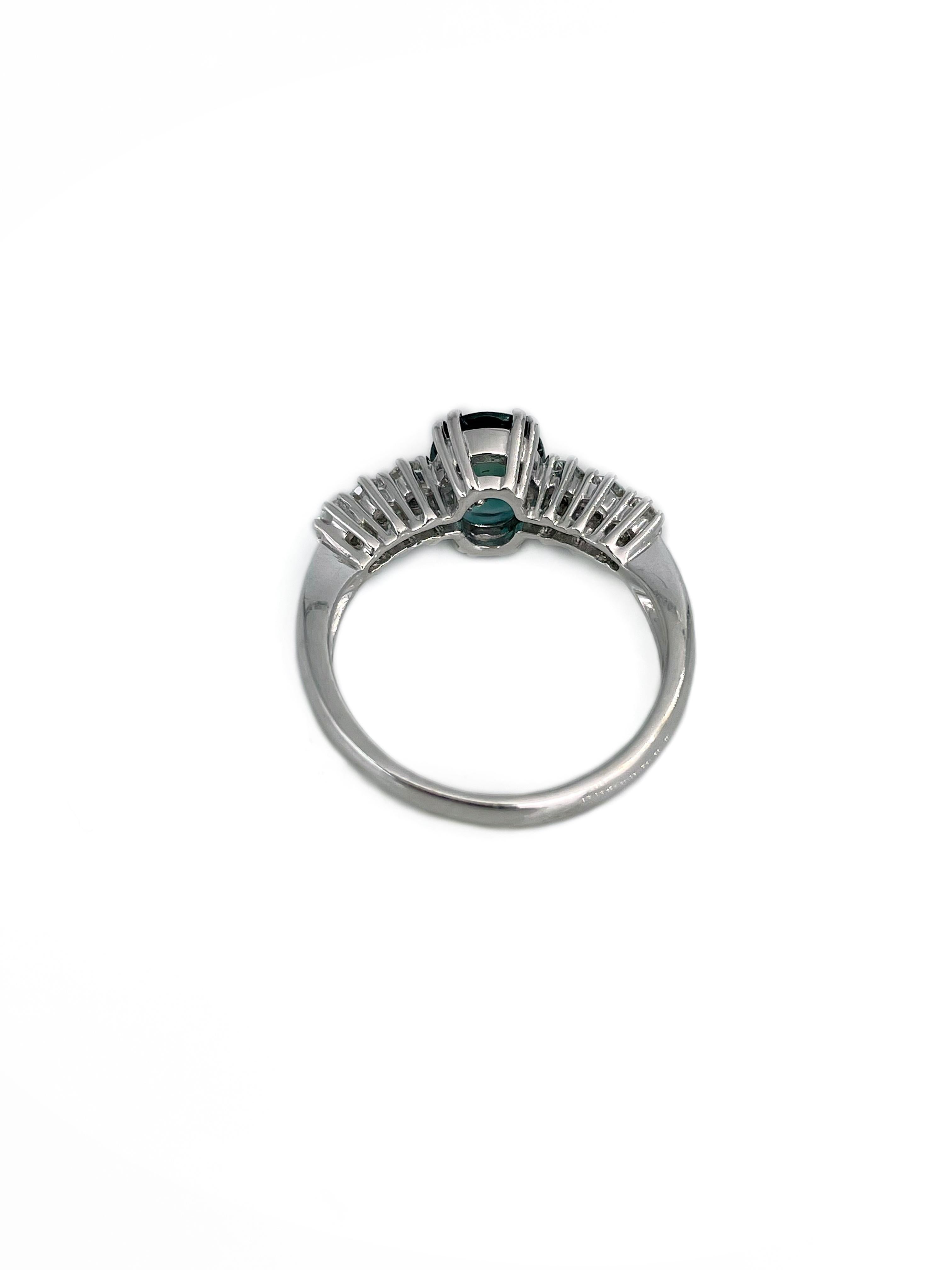 Vintage 18 Karat Gold 1,10 Karat VS Saphir 0,36 Karat VVS-VS Diamantring im Zustand „Gut“ im Angebot in Vilnius, Vilniaus apskr.