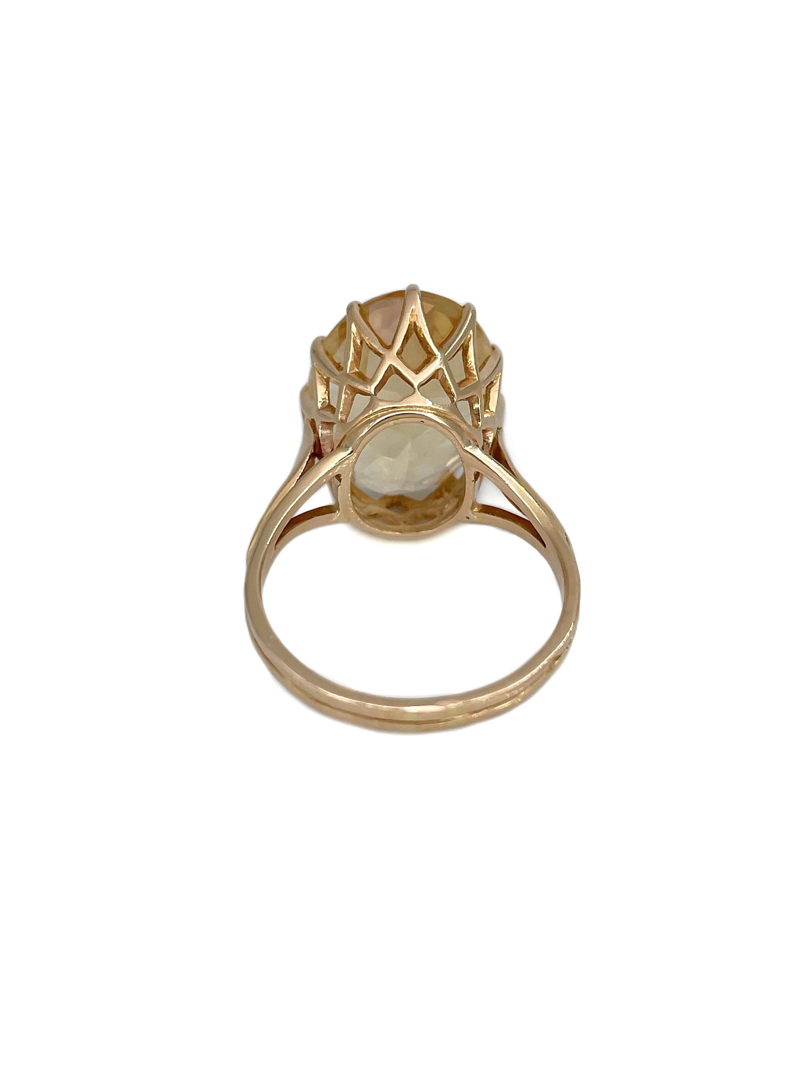 Donna Anello cocktail in oro 18 carati vintage da 11,00 carati VVS con citrino in vendita