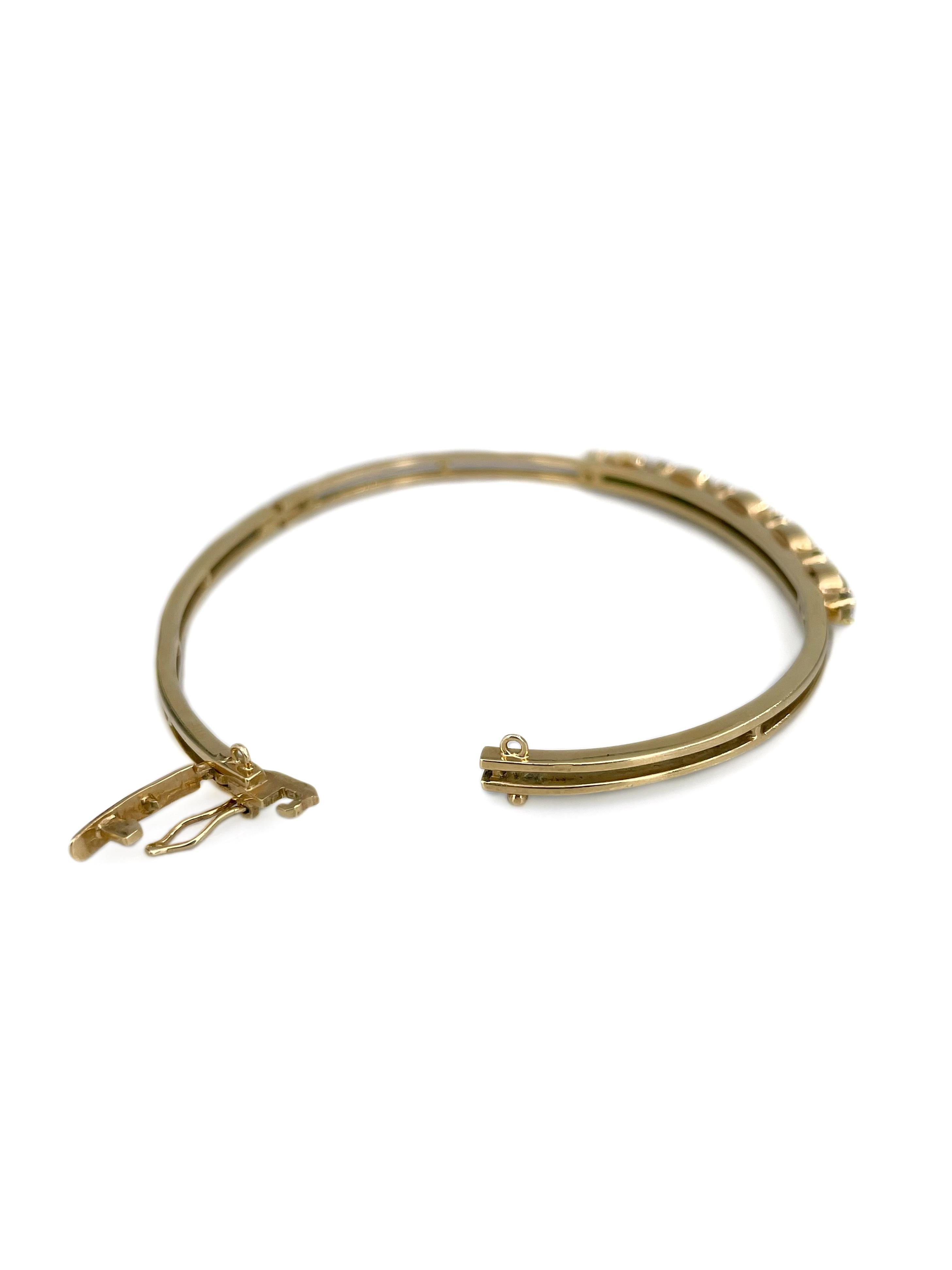 Vintage 18 Karat Gold 1,40 Karat Smaragd 0,42 Karat Diamant Scharnier Armreif Damen im Angebot