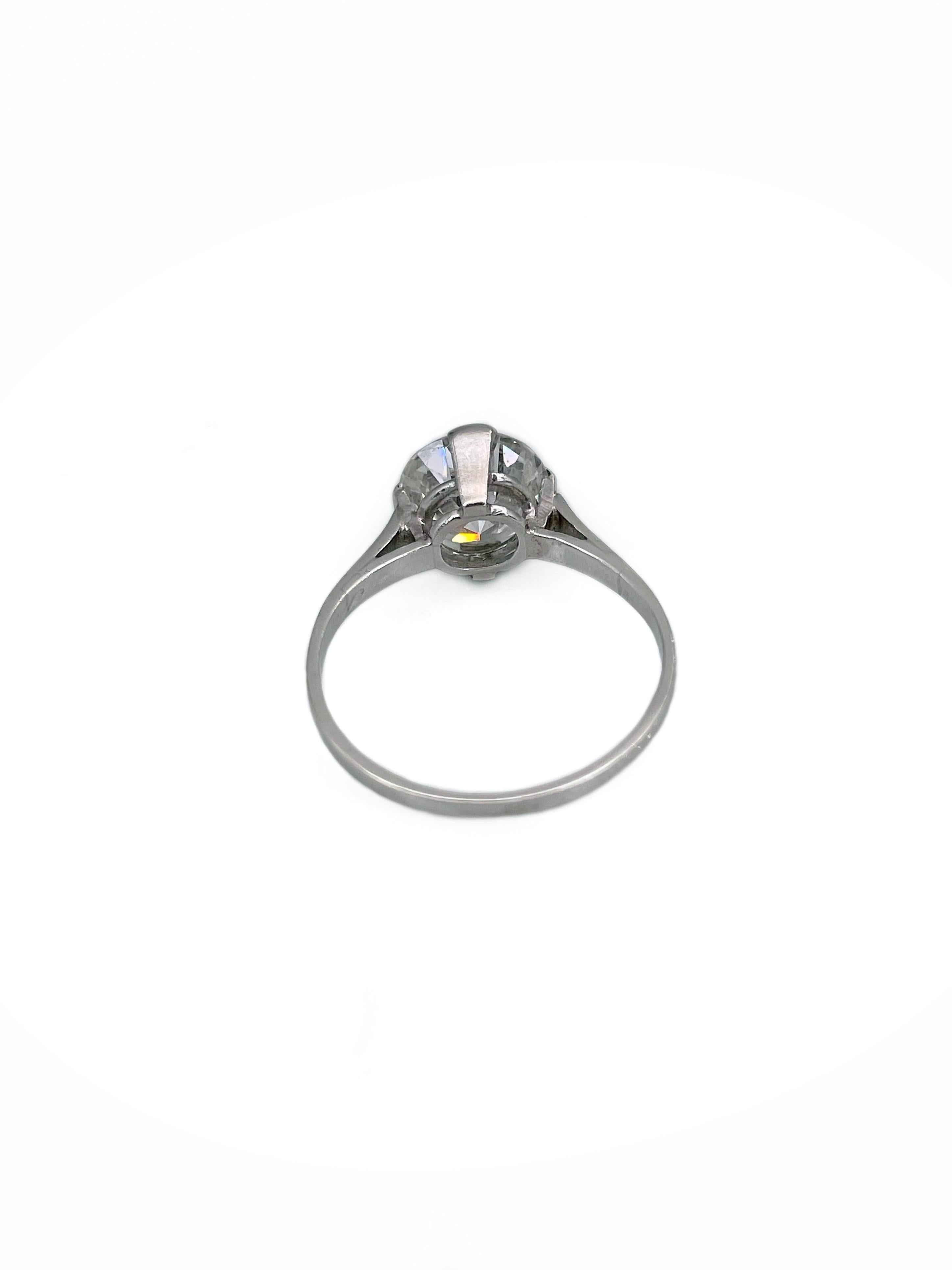  Vintage 18 Karat Gold ~1.80 Carat Diamond Solitaire Engagement Ring Pour femmes 