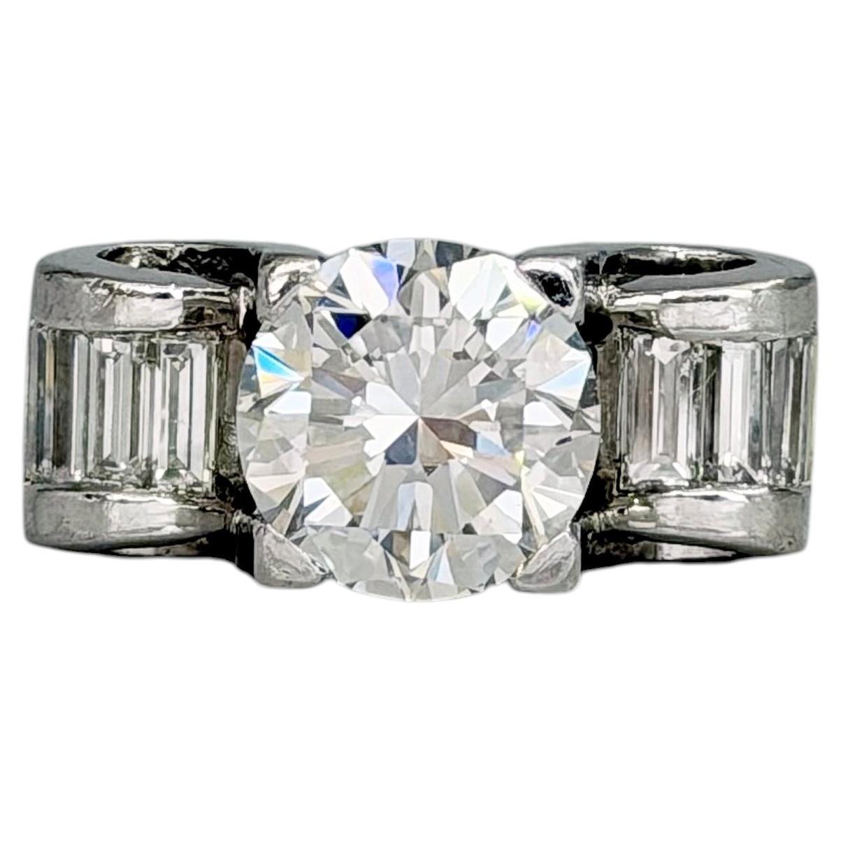 Certified Vintage 900 Platinum TW 2.90 Carat VVS-VS Diamond Engagement Ring