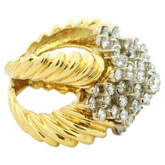 Vintage 18 Karat Gold 3.75 Carat Diamond Bombe Cocktail Ring