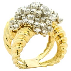 Vintage 18 Karat Gold 3.75 Carat Diamond Bombe Cocktail Ring
