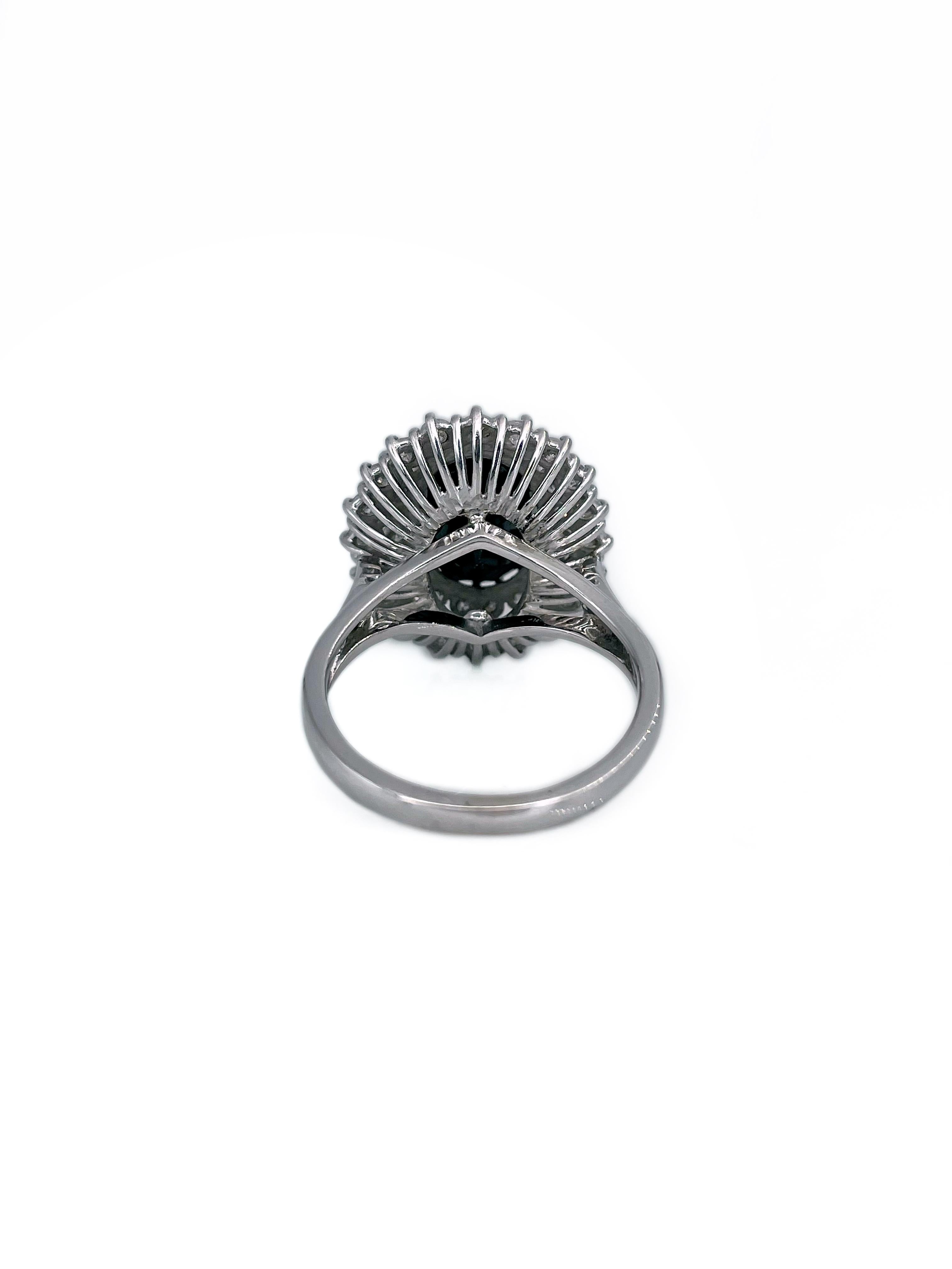 Women's Vintage 18 Karat Gold 4.60 Carat Sapphire 1.50 Carat Diamond Cluster Ring