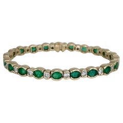 Pulsera de tenis vintage de oro de 18 quilates con esmeralda de 6,50 quilates y diamantes de 2,50 quilates