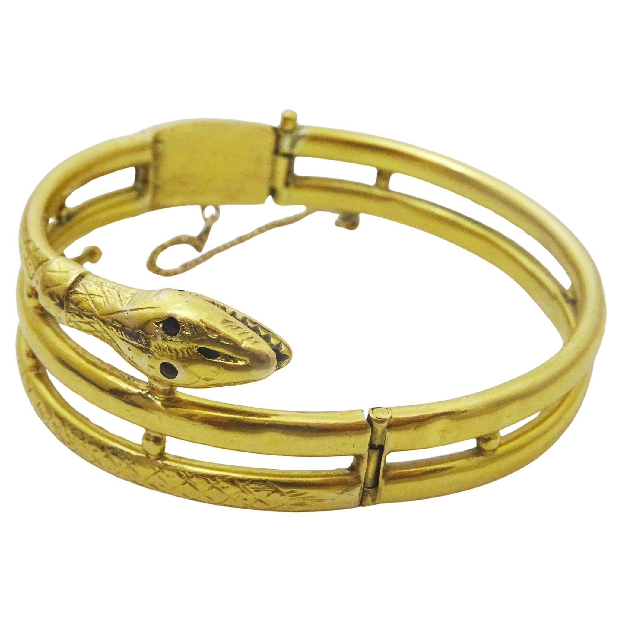 Bracelet serpent algérien vintage en or 18 carats en vente