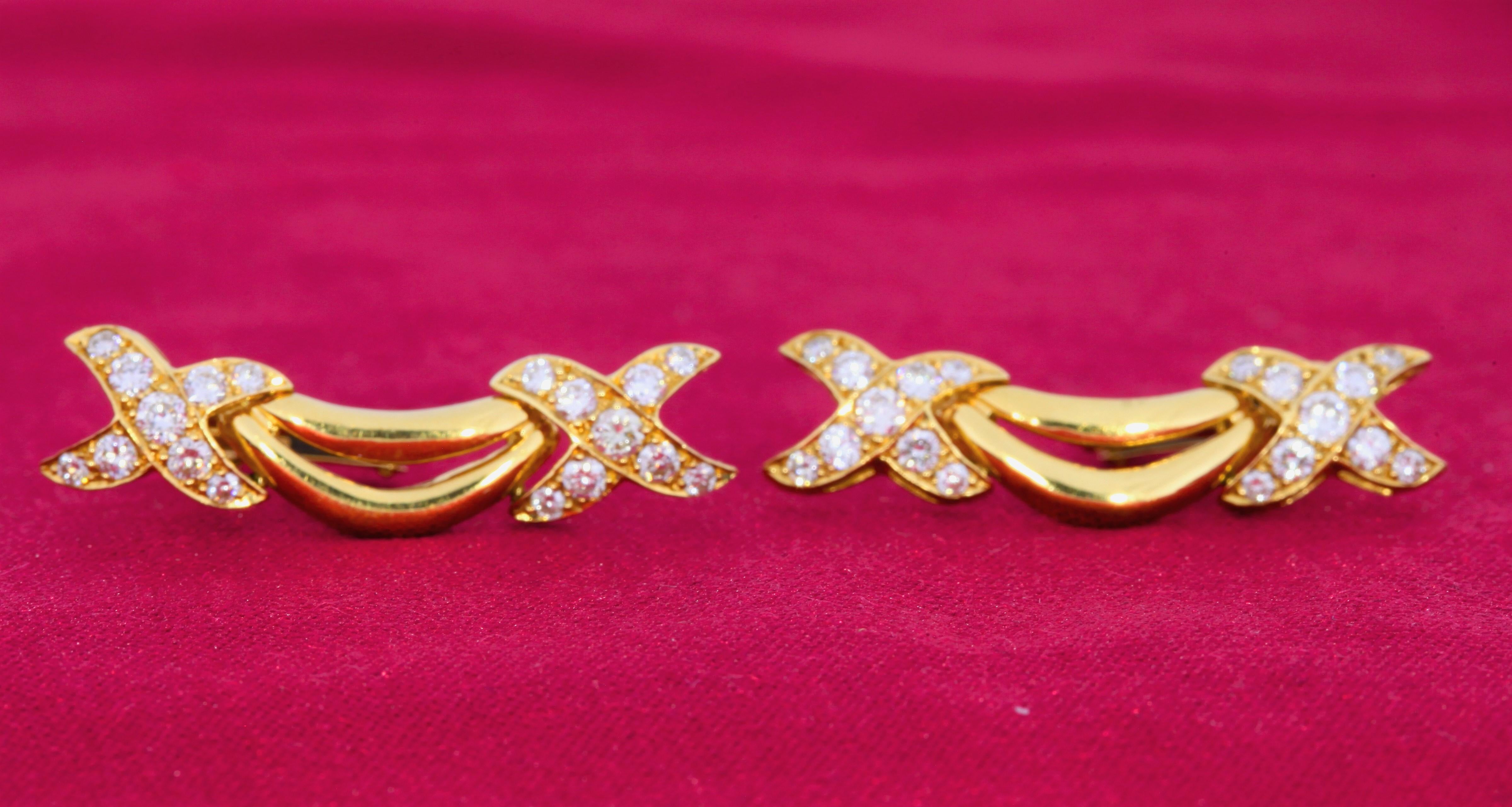 Vintage 18 Karat Gold and Diamond Earrings.