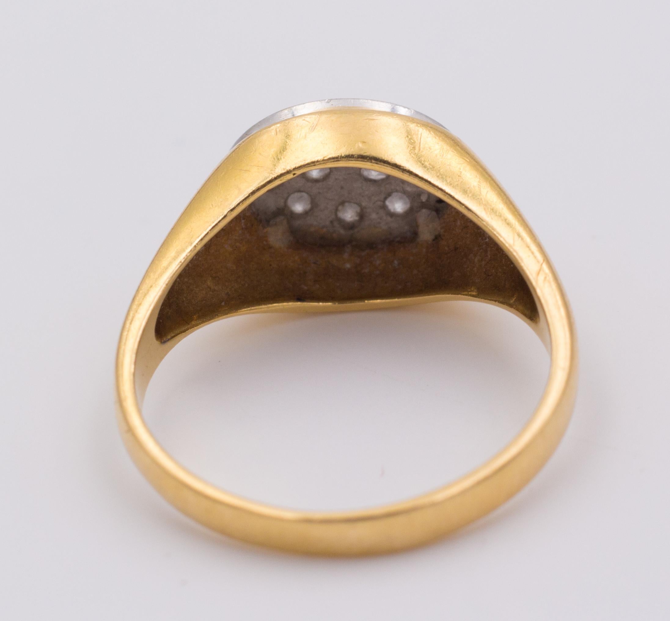 Women's or Men's Vintage 18 Karat Gold and Diamond Ring