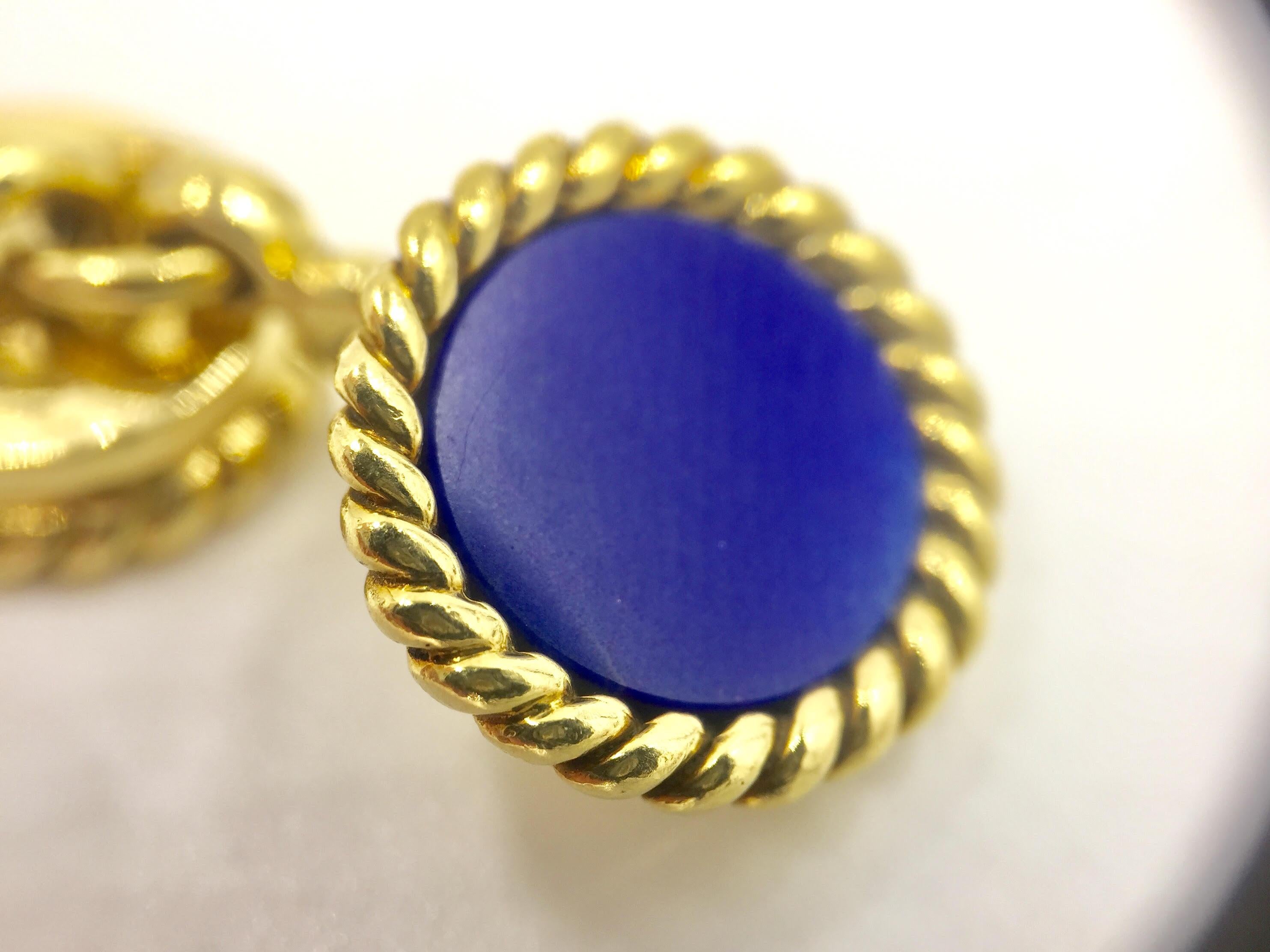 Vintage 18 Karat Gold and Lapis Cufflinks by Verdura 2