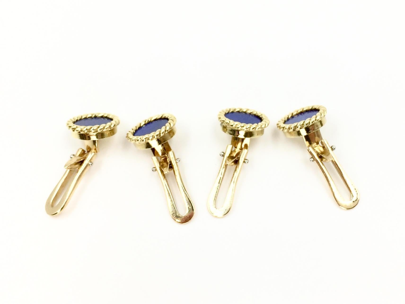 Men's Vintage 18 Karat Gold and Lapis Shirt Studs by Verdura