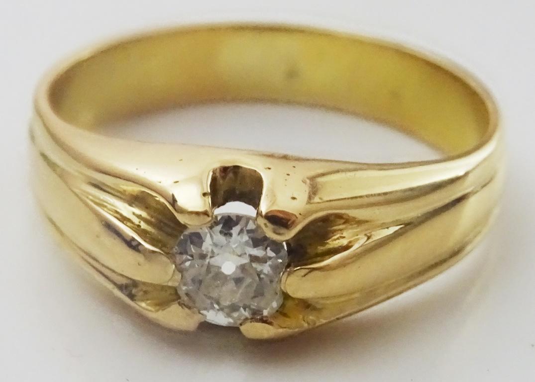 Old European Cut Vintage 18 karat Gold And Old cut Diamond Iraqi Ring For Sale