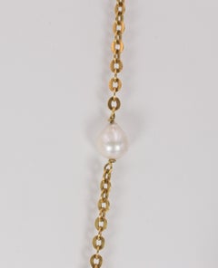 Vintage 18 Karat Gold and "Scaramazza" Pearl Necklace, 1960s