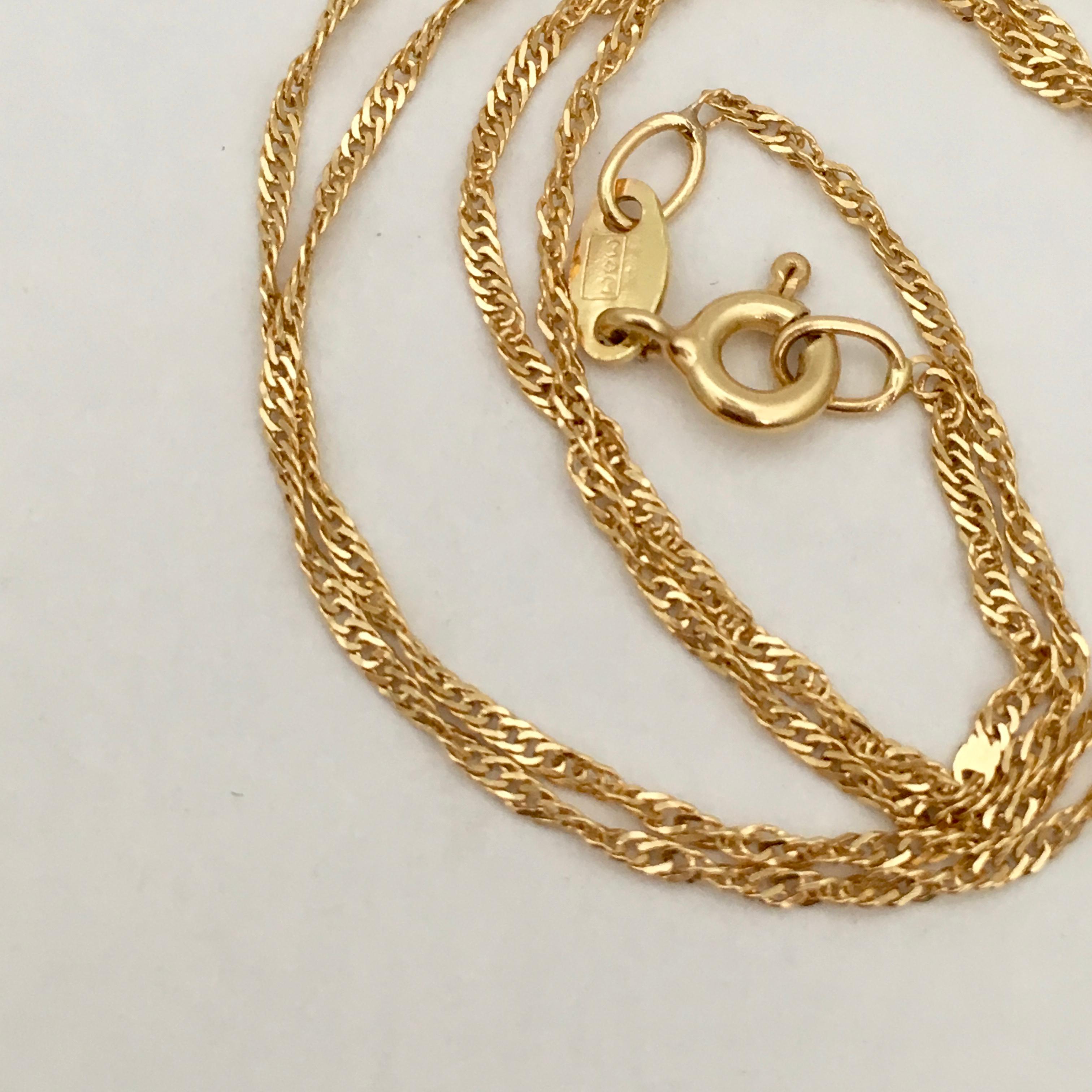 Vintage 18 Karat Gold Chain Bright Yellow Gold Fine Twisted Necklace 5