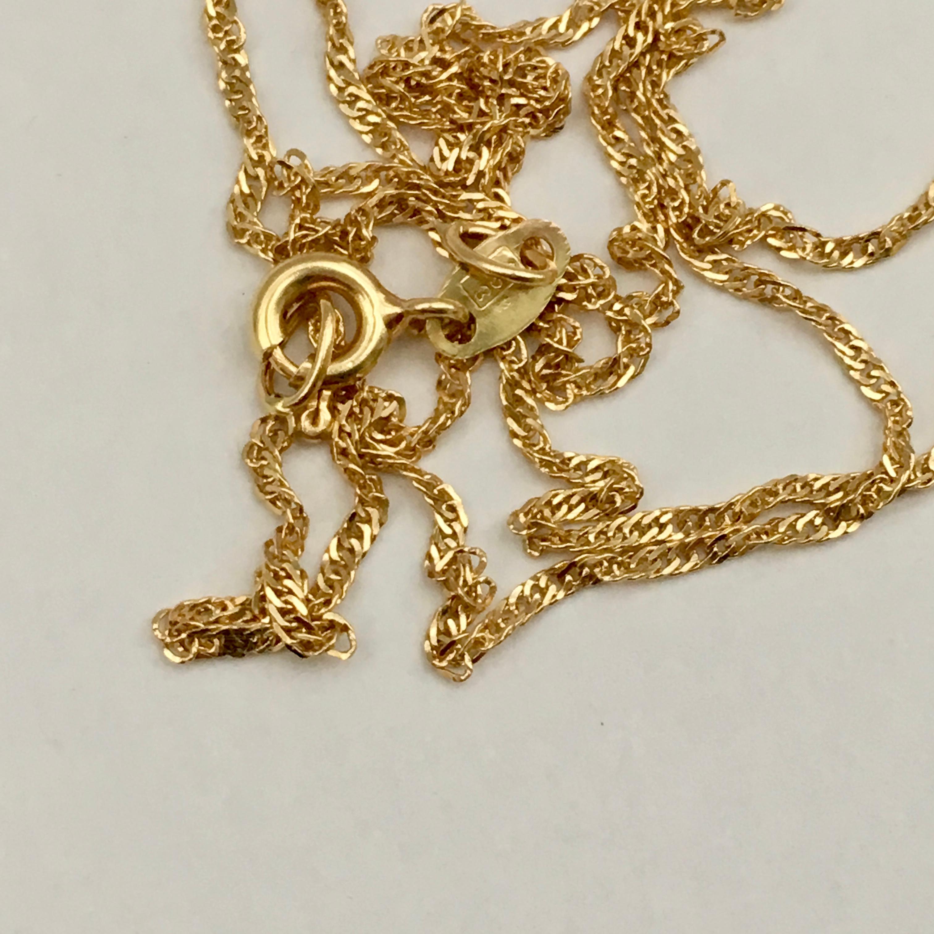 Contemporary Vintage 18 Karat Gold Chain Bright Yellow Gold Fine Twisted Necklace