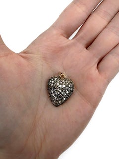 Vintage 18 Karat Gold Diamond Heart Locket Pendant