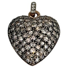 Vintage 18 Karat Gold Diamond Heart Locket Pendant