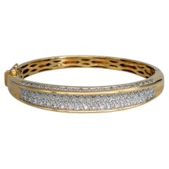 Bracelet rigide vintage en or 18 carats serti de diamants, 38,63 g
