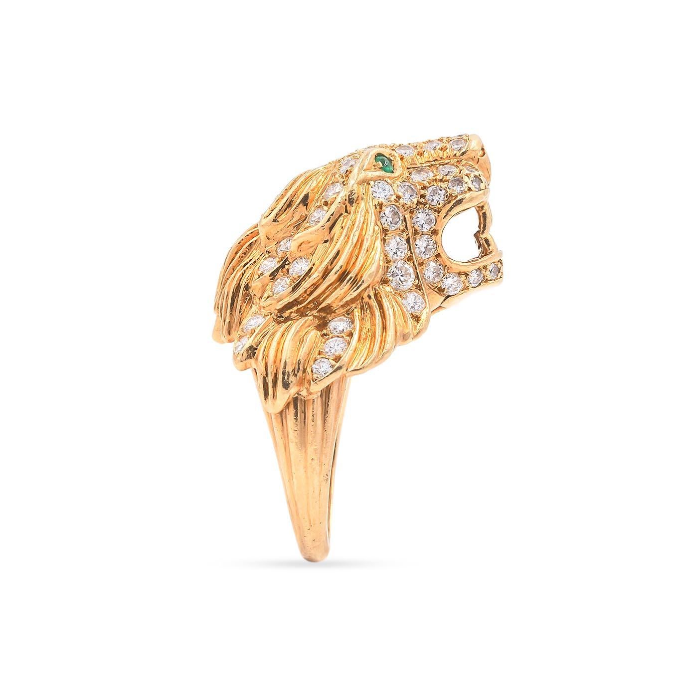 lion face ring gold