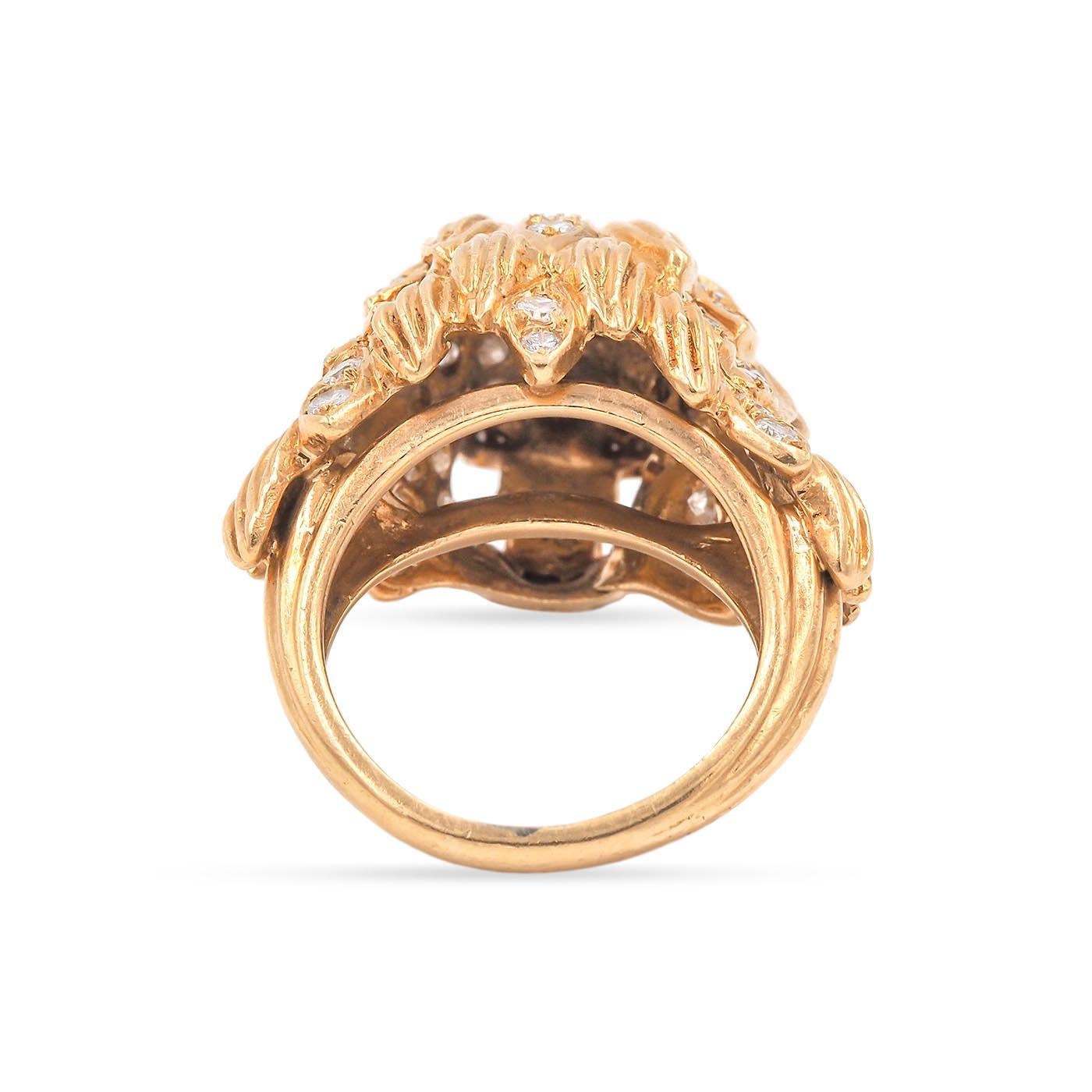 gold lion ring with diamond eyes