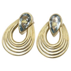 Vintage 18-karat gold earrings with aquamarines Vintage 18-karat gold earrings with aquamarines