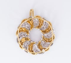 Vintage 18 Karat Gold, Enamel and Diamond Pendant, 1970s