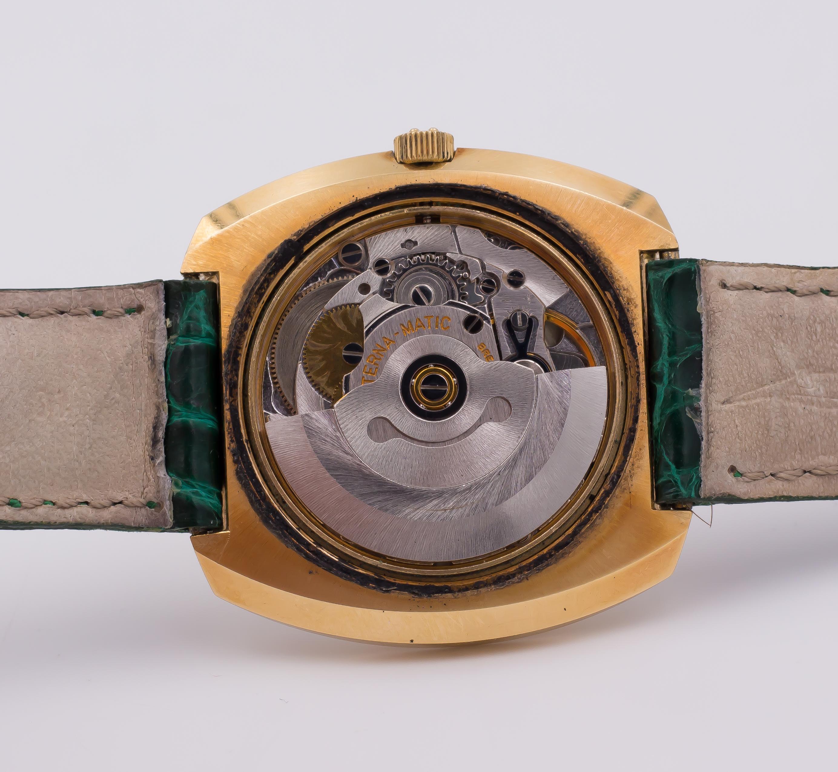 Eterna Matic Sevenday Automatik-Armbanduhr aus 18 Karat Gold, 1970er Jahre im Angebot 1