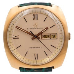 Retro 18 Karat Gold Eterna Matic Sevenday Automatic Wristwatch, 1970s