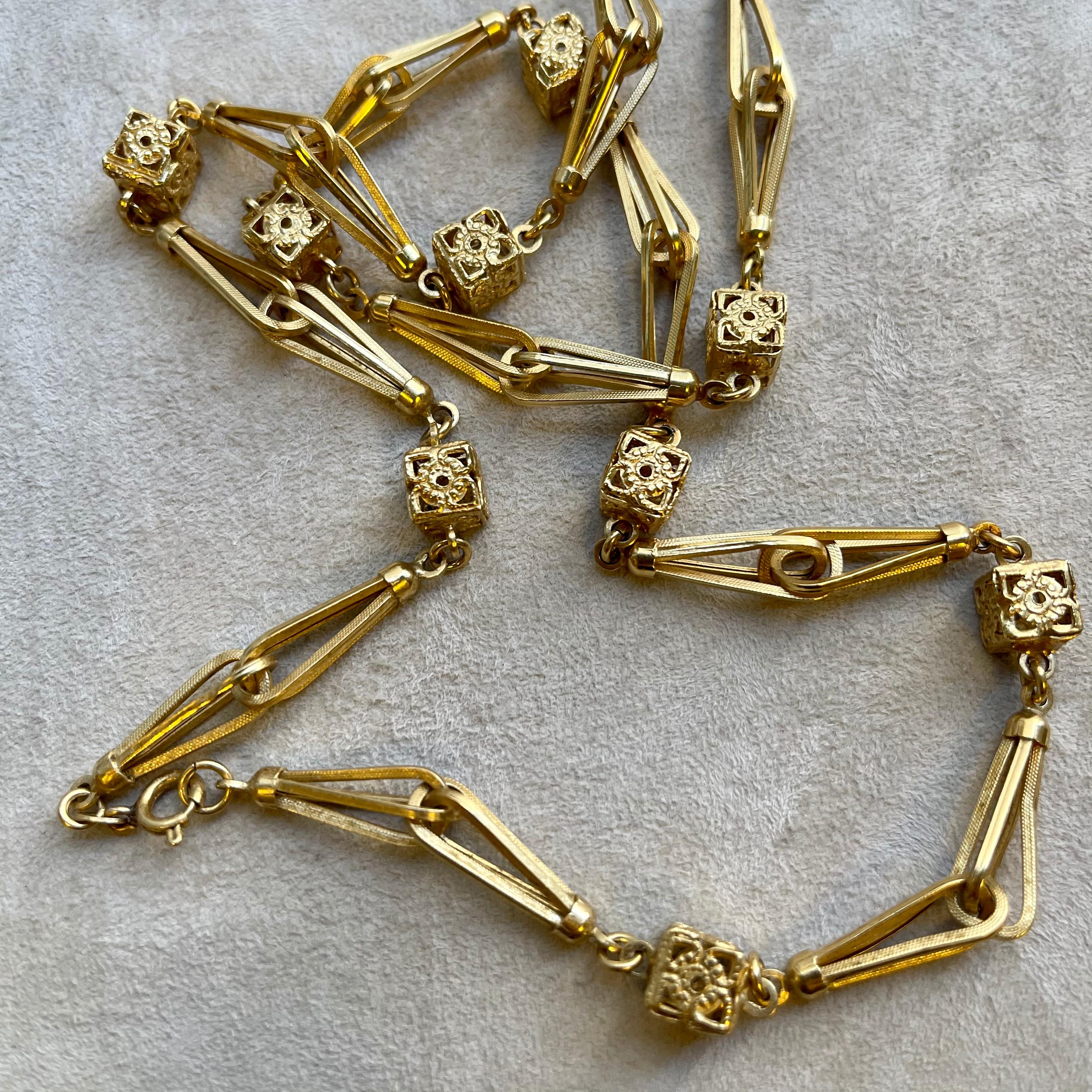 Vintage 18 Karat Gold Fancy Link Long Chain 1