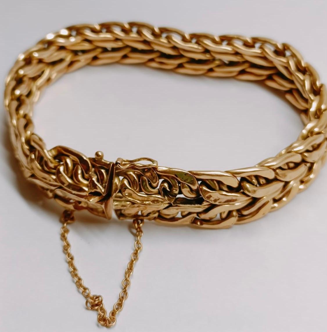 Bracelet tressé français en or 18 carats des années 1960 en vente 8