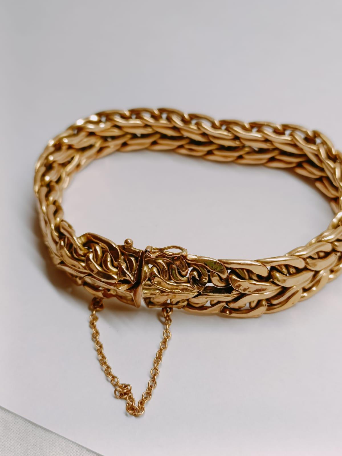 Art déco Bracelet tressé français en or 18 carats des années 1960 en vente