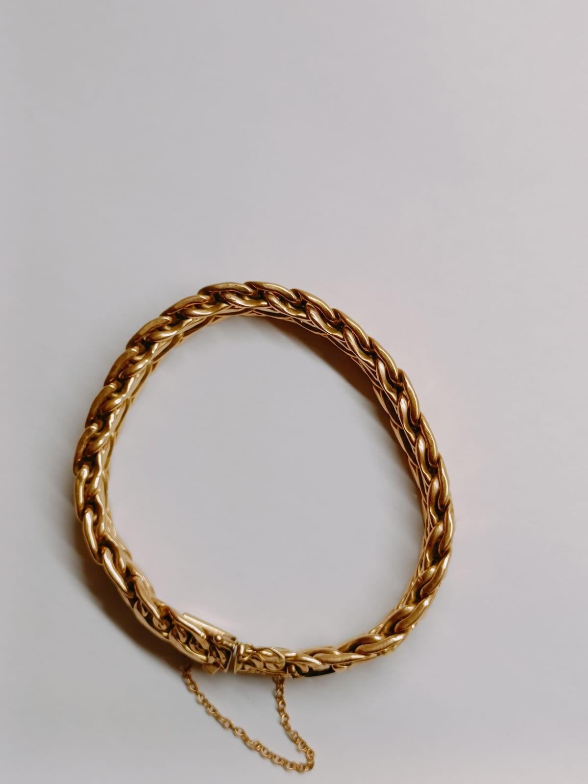 Women's or Men's Vintage 18 Karat Gold French Braided Bracelet 1960s For Sale